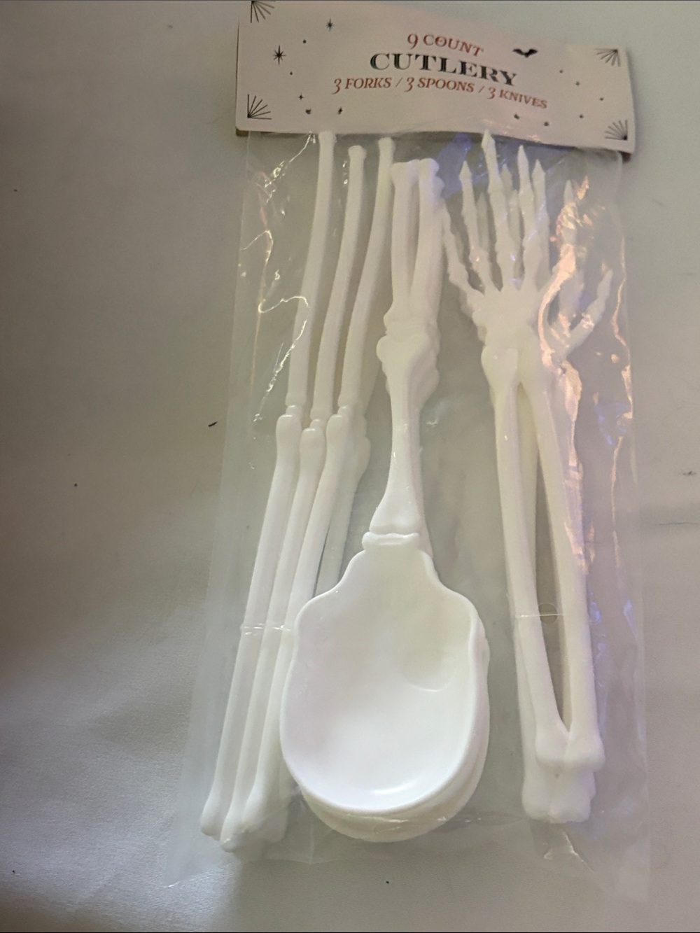 2 for $10 Halloween Skeleton Flatware Set in White - 9 Piece Cutlery